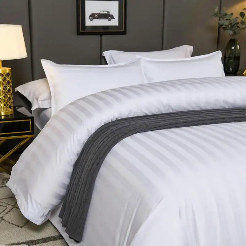 Funda nórdica de algodón 100 de lujo de Egipto, funda de edredón de Hotel de 5 estrellas, tira de satén de algodón puro, funda de edredón de línea de cama, fundas de almohada, 3 uds.
