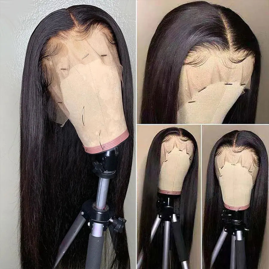 Peluca frontal de encaje HD 13x6 13x4, peluca frontal de encaje de cabello humano de 30 pulgadas, lisa como un hueso, pelucas de cabello humano con encaje transparente, peluca con cierre HD 4x4