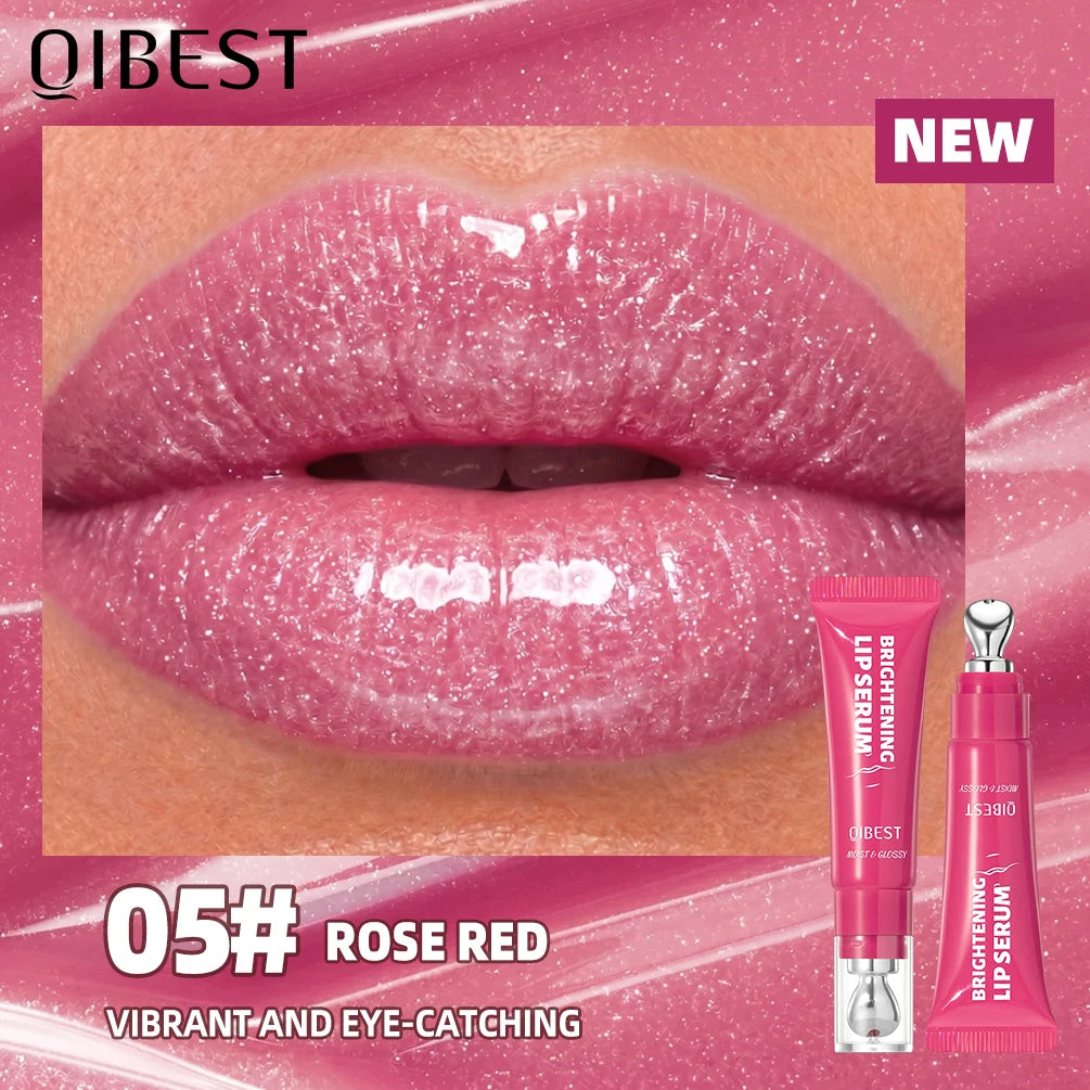 Brillo Labial QIBEST Efecto Espejo, Tinte de Larga Duración, Hidratante, Brillante, con Purpurina, Maquillaje Nutritivo