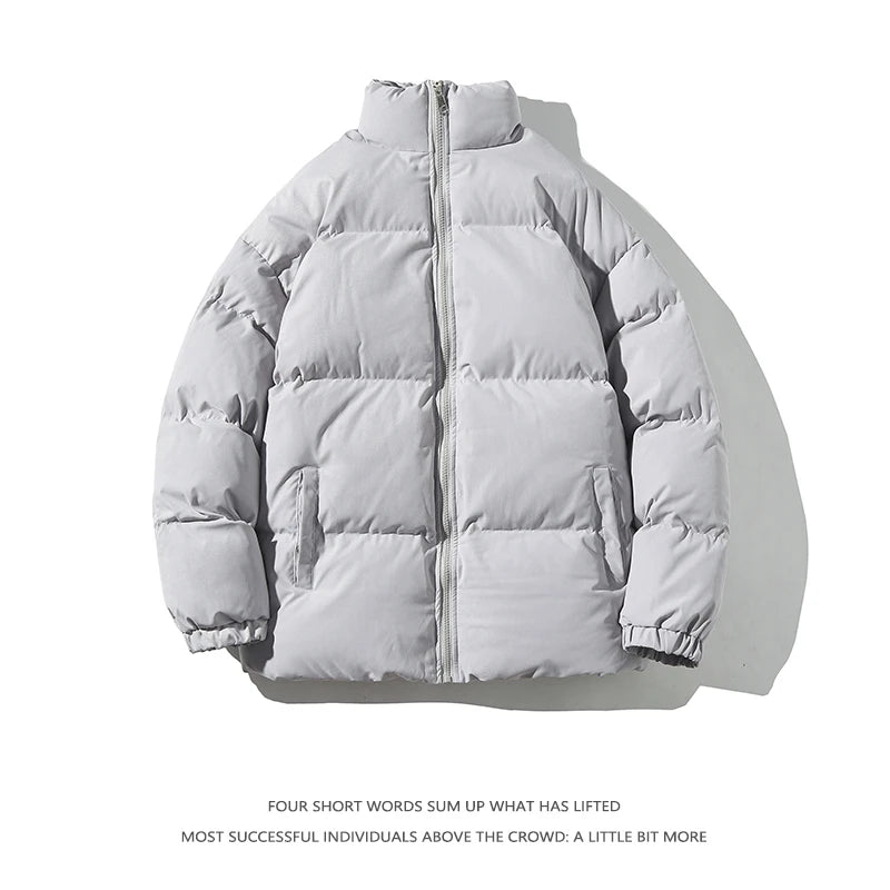 Ropa de calle Harajuku abrigo de invierno cálido para hombre Parka informal de Color sólido con cuello levantado chaqueta de invierno de gran tamaño para mujer
