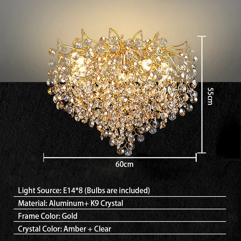 Candelabro de techo moderno para sala de estar, lámpara colgante de cristal de lujo para decoración Interior de Hotel y cocina, accesorio de iluminación