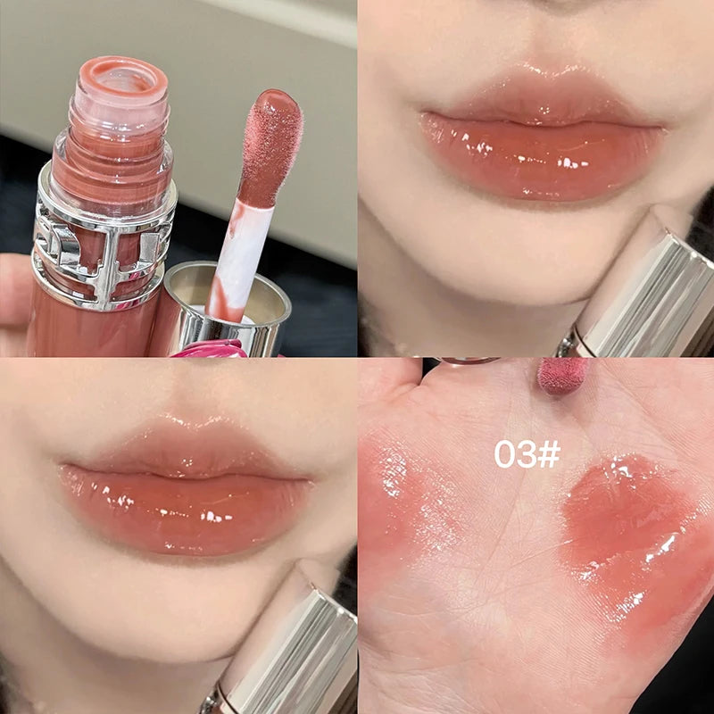 Brillo Labial Efecto Espejo, Resistente al Agua y de Larga Duración, No se Pega a la Taza, Textura Sedosa, Efecto de Maquillaje Natural