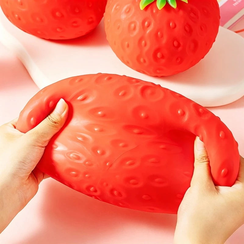Juguete Blandito Gigante de Fresa, Tamaño Extra Grande, Juguetes Sensoriales de Fresa de Levantamiento Lento, Bola Moldeable para Aliviar el Estrés, Regalos para Adultos y Amigos
