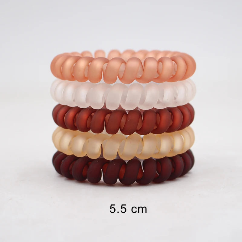 Banda elástica para el cabello, banda para el pelo con cable en espiral esmerilado, lazo para el pelo, Goma elástica para la cabeza, color liso mate, 5 unidades por juego, nueva moda