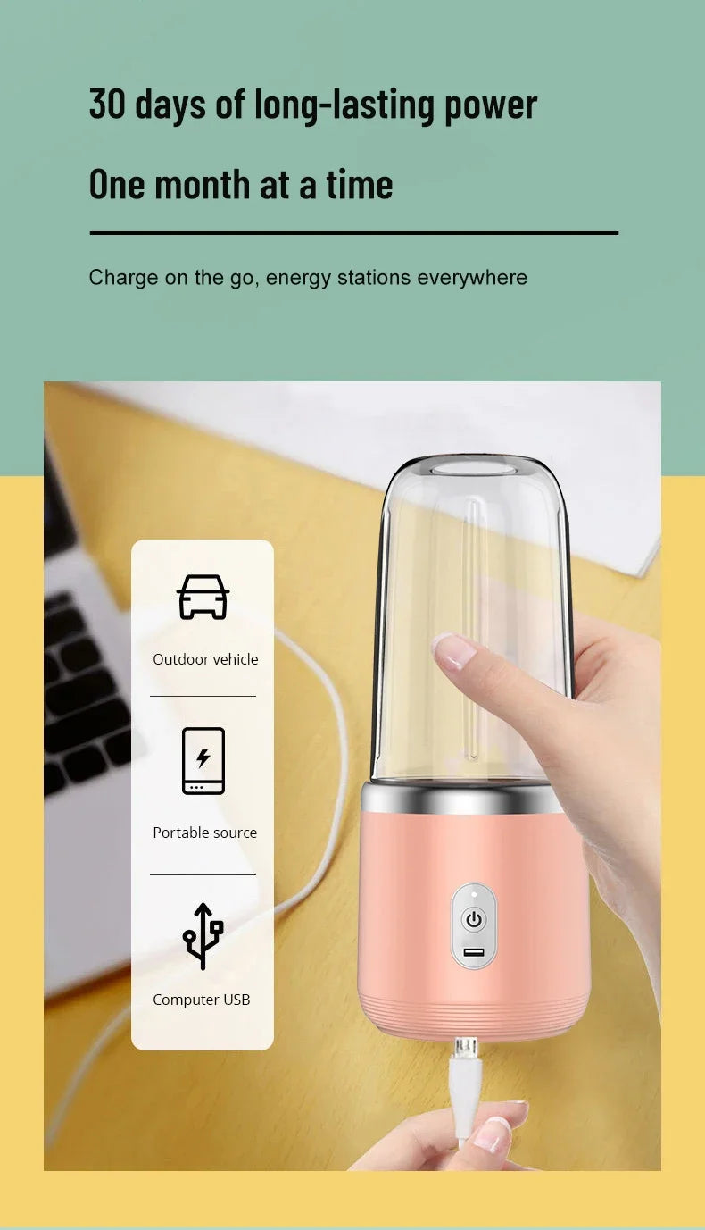 Exprimidor eléctrico portátil, Mini mezclador doméstico, mezclador multifuncional para triturar frutas y verduras, herramienta de jugo con carga USB