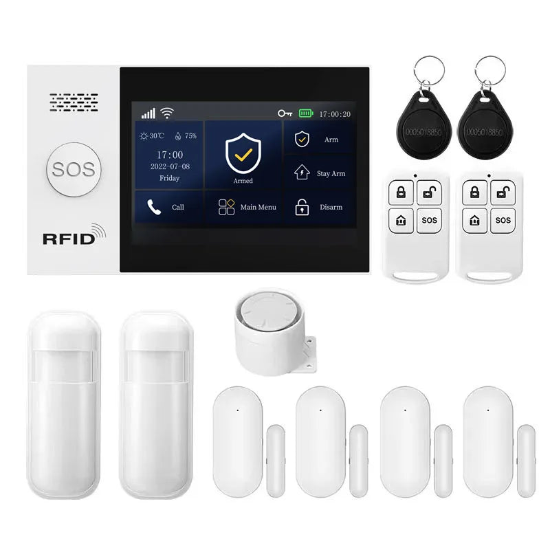 PGST kit alarma antirrobo inteligente WiFi 2G GSM Works with Tuya Smart Life sistema seguridad inalámbrico hogar negocio control app sensores puerta ventana instalación fácil sin cuotas mensuales