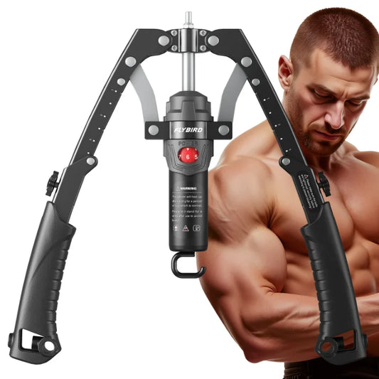 FLYBIRD Entrenador de Brazos 3 en 1 con Rueda Abdominal, Potencia Hidráulica Ajustable de 22-440 lbs para Pecho, Hombros, Antebrazos y Tríceps