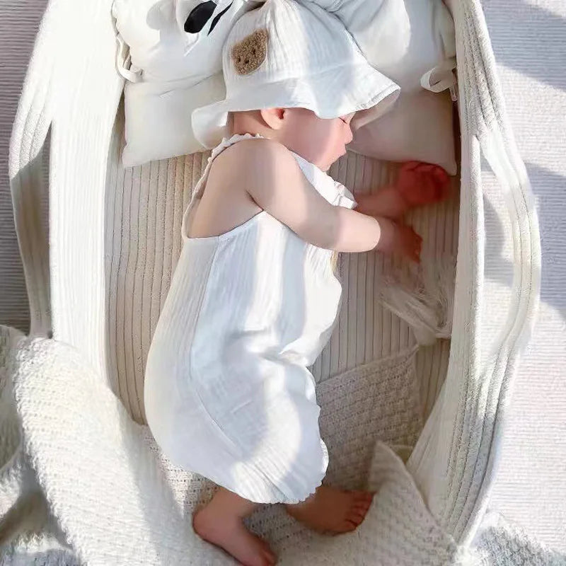 Mono de muselina para bebé, abrigo, sombrero, oso, conjunto de ropa de verano para bebé, abrigo para niño, pelele, traje blanco para niño pequeño, ropa infantil 0-3T, 3 uds.