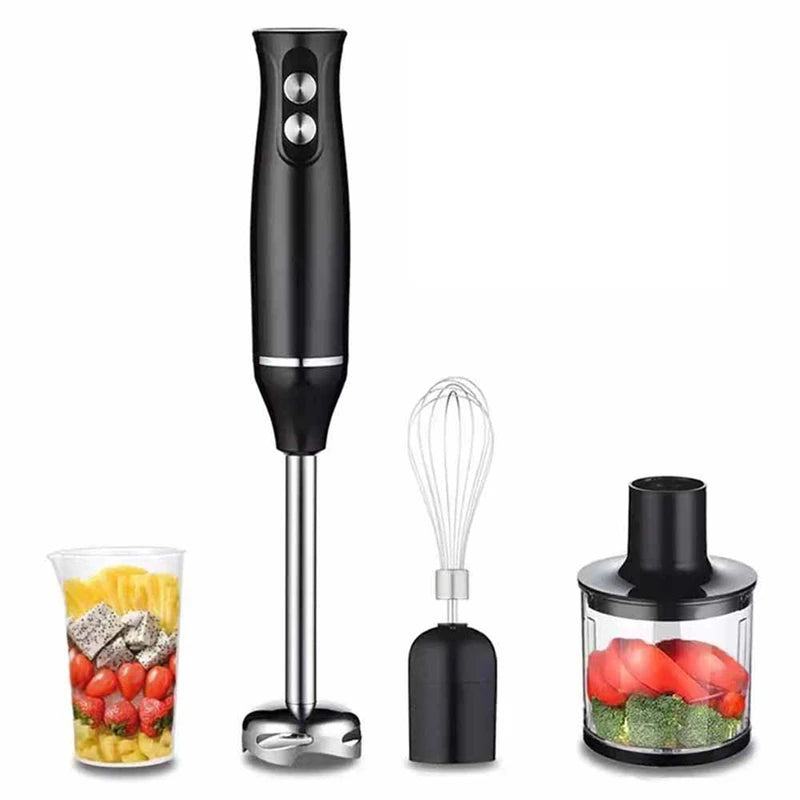 Batidora Eléctrica 4 en 1 de 500W, Batidora de Inmersión con Varilla de Acero Inoxidable, Cuchillas para Hielo, Picadora de Verduras y Carne, Batidora de Huevos