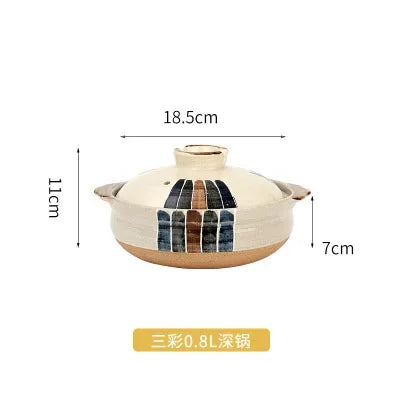 Cazuela de cerámica de estilo japonés, olla pequeña negra, cacerola de arcilla, utensilios de cocina para el hogar, suministros de cocina, olla para sopa, 1 Uds.