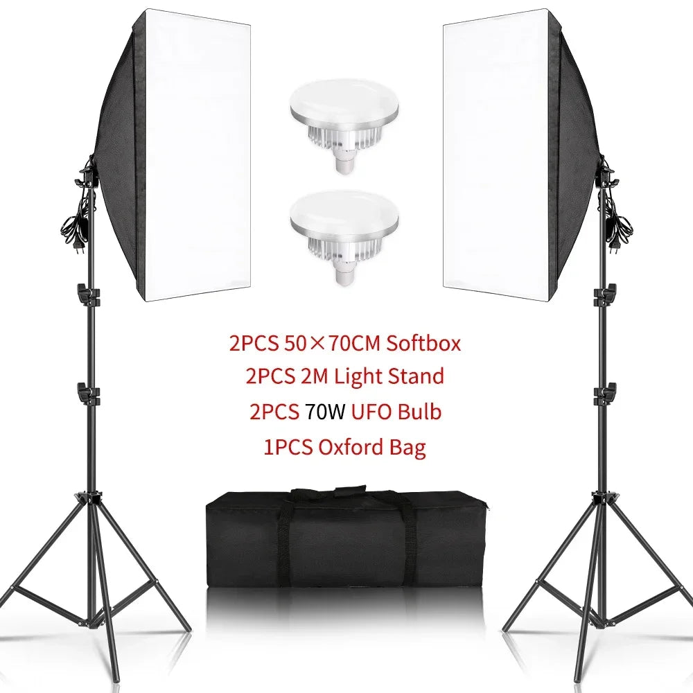Kit de iluminación Softbox de 20w/30w/40w, Kit de iluminación de fotografía continua, bombilla E27, equipo de luces de estudio fotográfico para sesión de fotos
