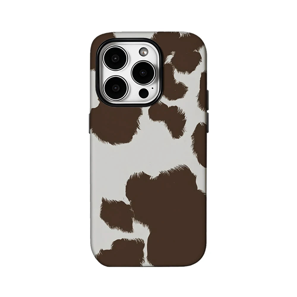 Funda de teléfono con patrón de vaca para IPhone 16 15 14 13 12 11 X XS XR XSMAX 7 8 Pro Max Plus contraportada de doble capa