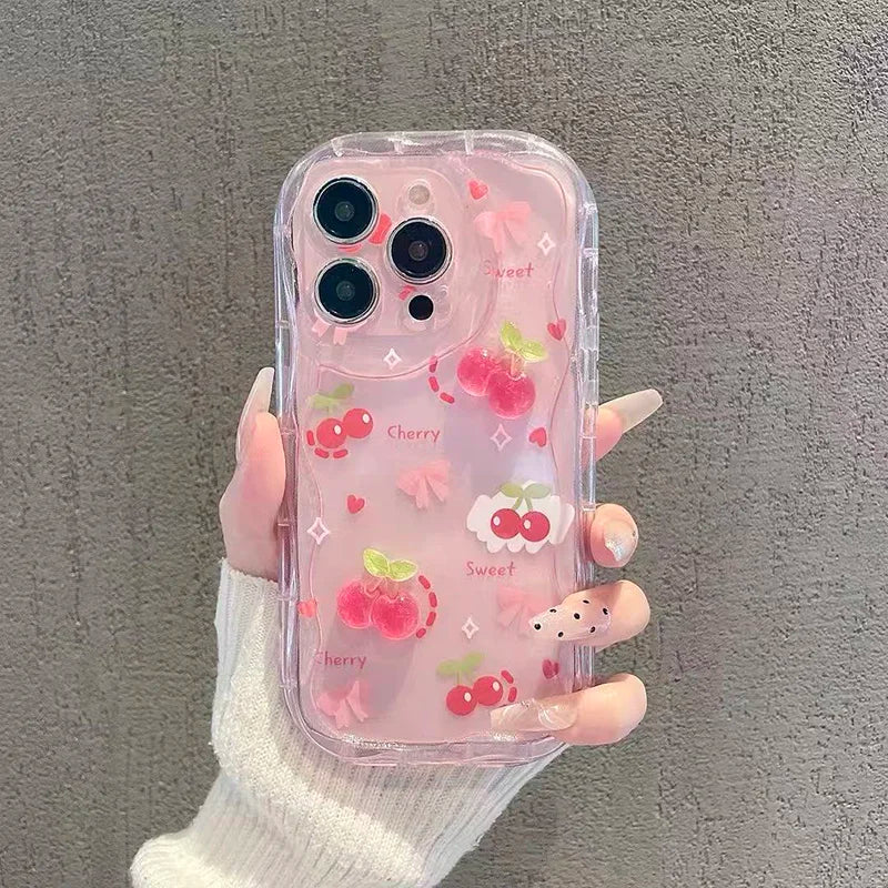 Funda con cadena de cereza 3D y flor de conejo para Realme 15 14 Pro Plus 13 12 12X C67 8i 8 C15 C12 C25 C25S C11 11 7 6 Pro 9i