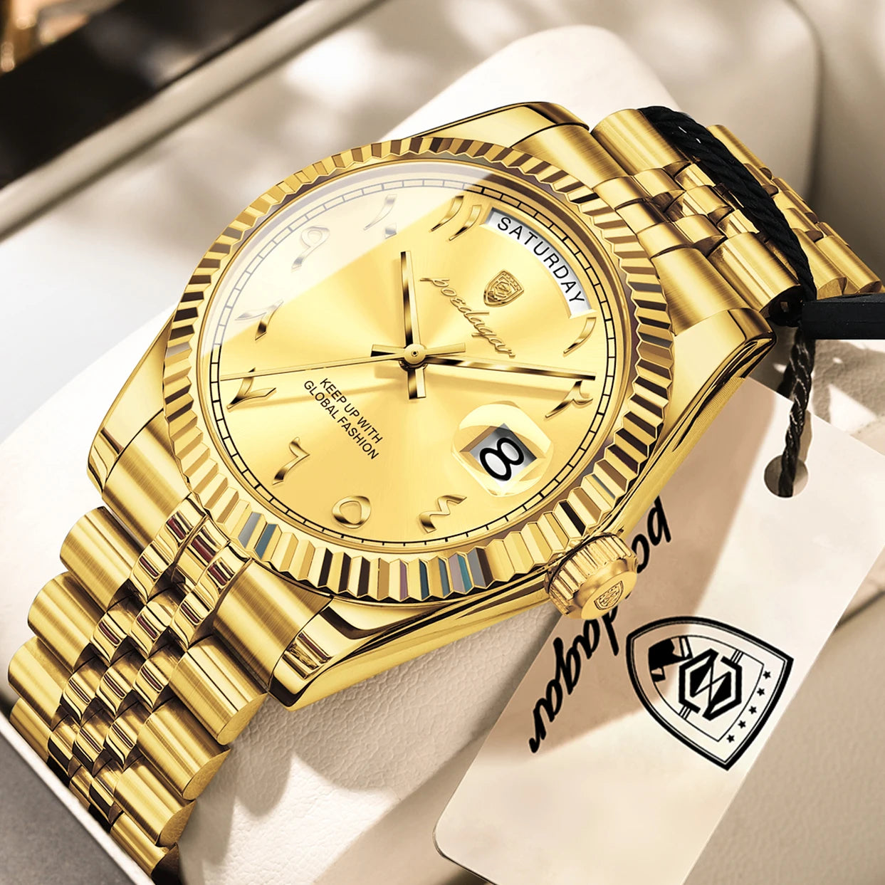 Reloj de Pulsera para Hombre de la Marca POEDAGAR, a la Moda, Resistente al Agua, con Fecha y Día de la Semana, Reloj de Negocios para Hombre, de Acero Inoxidable, de Alta Calidad, de Cuarzo