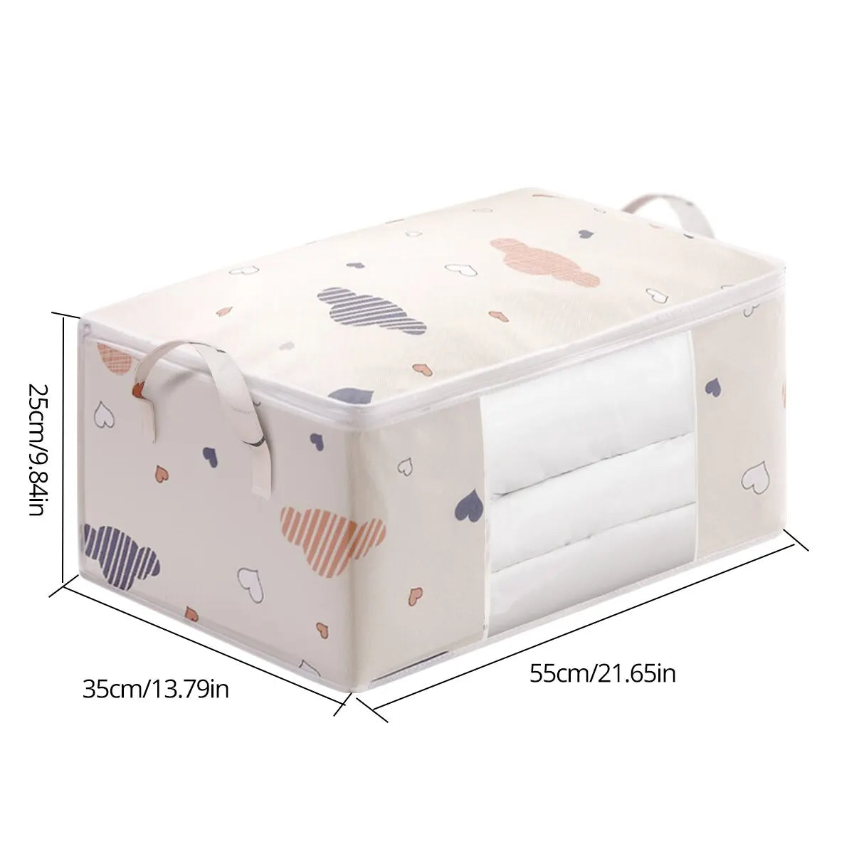 Bolsa de almacenamiento de ropa de gran capacidad, organizador con asa reforzada, adecuado para mantas, ropa de cama, plegable con cremallera resistente