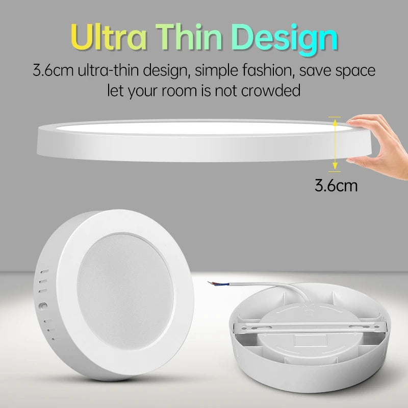Lámpara de techo Led 110-265V Panel ultrafino luz Led para sala de estar dormitorio iluminación interior 20W 30W luces de techo redondas cuadradas