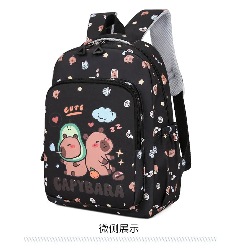 Mochila colorida Capybara 3 unids/set para mujer, mochilas escolares informales con bolsa de almuerzo, mochila para chica, niño, estudiante y adolescente