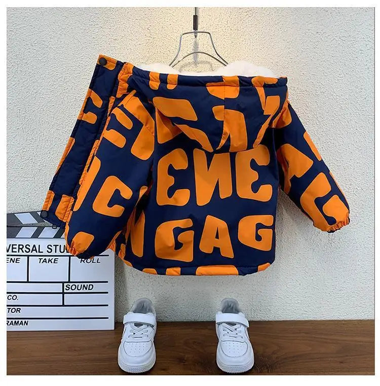 Abrigo para niños, chaqueta, prendas de vestir, Tops de algodón, moda 2023, grueso, además de terciopelo, abrigo de talla grande para invierno y otoño, ropa para niños