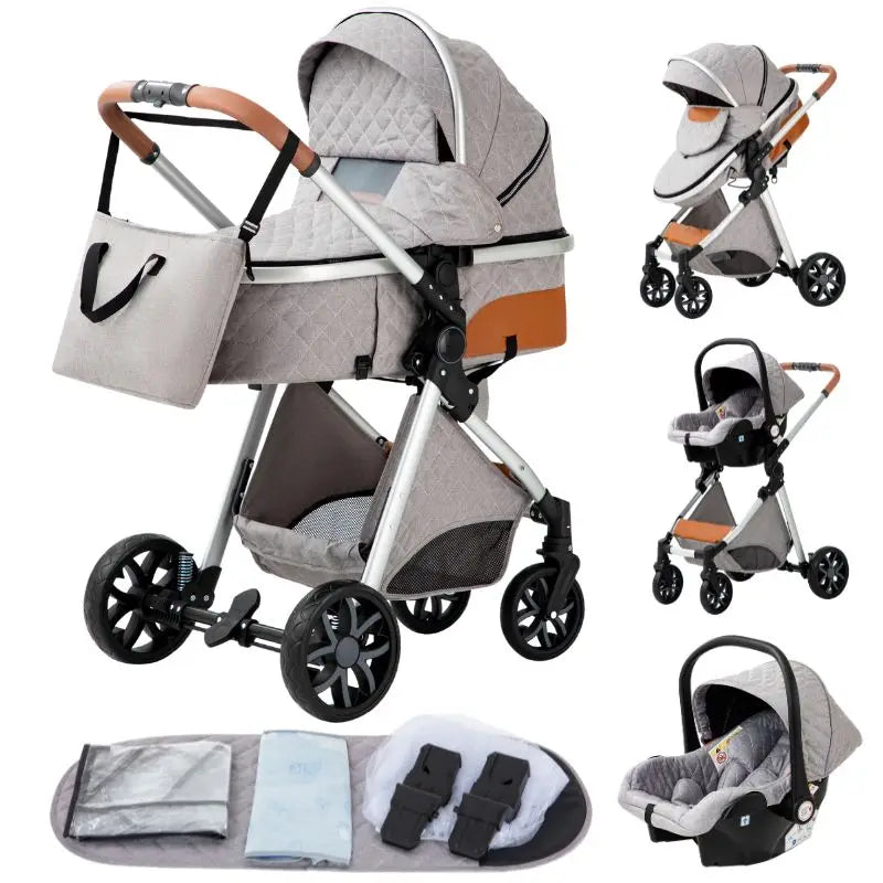 Sistema de viaje 3 en 1 para bebés, cochecito ligero para recién nacidos, plegable compacto, cochecito de invierno, cochecito para bebés, todoterreno