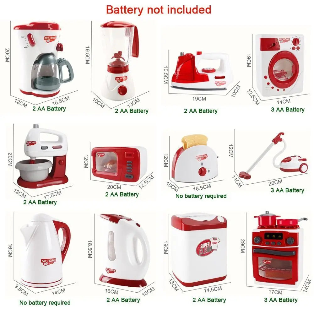 Electrodomésticos de cocina, juguetes, juego de cocina para niños, juego de cocina, accesorios para casa de muñecas, licuadora, cafetera, máquina mezcladora, tostadora