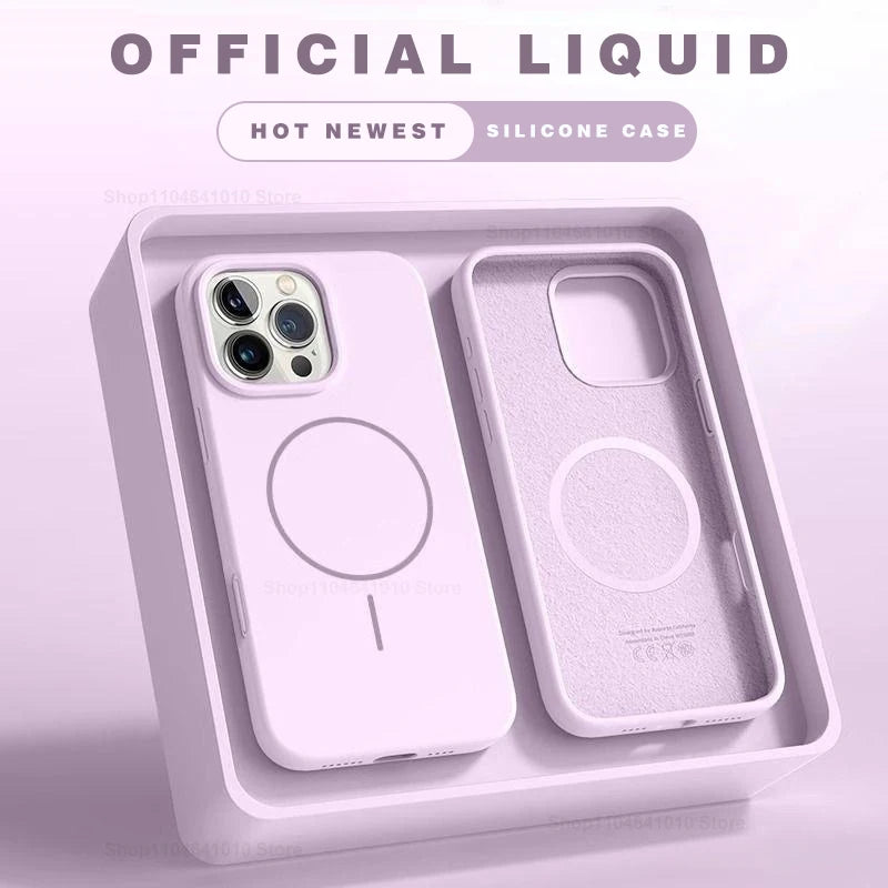 Funda de teléfono magnética para iPhone 15, 14, 16 Plus, 11, 12, 13, 17 Pro Max Air, carcasa de silicona a prueba de golpes para fundas de carga inalámbrica Magsafe, fundas de teléfono iphone 17 16 pro max