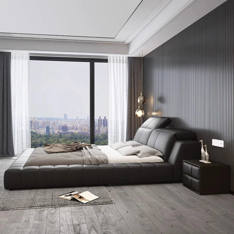Tatami italiano de cuero Artificial de 180x200cm, cabecero alto, muebles de cama doble de lujo, juegos de cama con marco queen, muebles completos