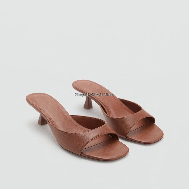 Sandalias de Tacón Alto para Mujer, Primavera-Verano 2026, Nuevas Sandalias Elegantes de Cuero Pintado, Sandalias de Tacón Alto para Uso en Exteriores