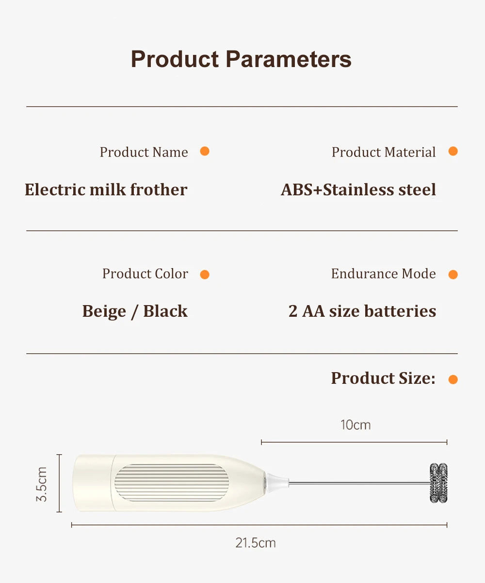 Espumador de Leche Eléctrico, Mini Batidor de Café, Mezclador Manual Inalámbrico para Cappuccino y Latte
