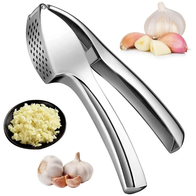 Prensa de ajo de acero inoxidable - Triturador de ajo desmontable, fácil de exprimir y limpiar, herramienta de cocina para ajo fino