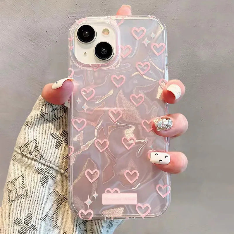 Funda de lujo 3D con perlas y corazón de amor para Realme 14 Pro Plus 14T 12 13 11 C31 C33 C21 C20 C11 C67 4G 5G 8 7 Pro C2