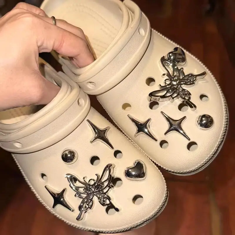 Set de Lujo de Dijes Metálicos Y2K de Mariposa para Zapatos, Accesorios Góticos de Araña para Sandalias y Zuecos, Decoraciones DIY para Zapatos, Colección Verano 2026