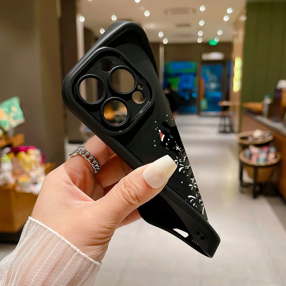 Regalos de Año Nuevo árbol de Navidad gato funda de teléfono para iPhone 13 funda iPhone 15 14 12 11 16 Pro Max XR 7 8 Plus SE 2 cubierta a prueba de golpes