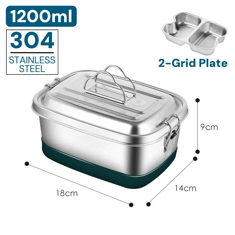 Lonchera de Acero Inoxidable 304, Hermética y a Prueba de Fugas, Bento Box de 1/2 Capas, Contenedores para Almacenamiento de Alimentos con Cierre para Adultos