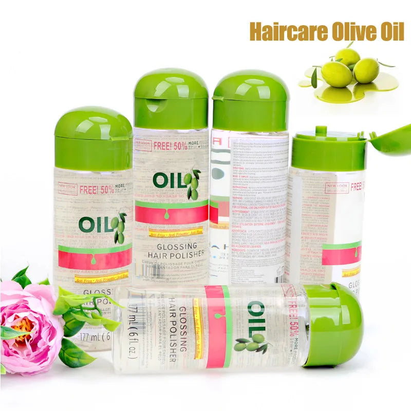 Aceite de oliva, Control del Frizz y brillo, pulidor de brillo, 6 onzas, aceite brillante para el cabello, uso diario, buen olor, aceite suave y saludable