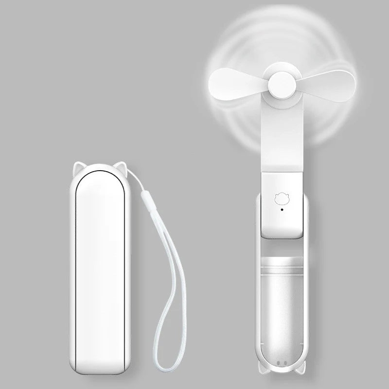 Mini ventilador portátil, recargable por USB, ventilador de mano plegable ajustable de 3 velocidades, adecuado para mujeres, viajes, uso al aire libre