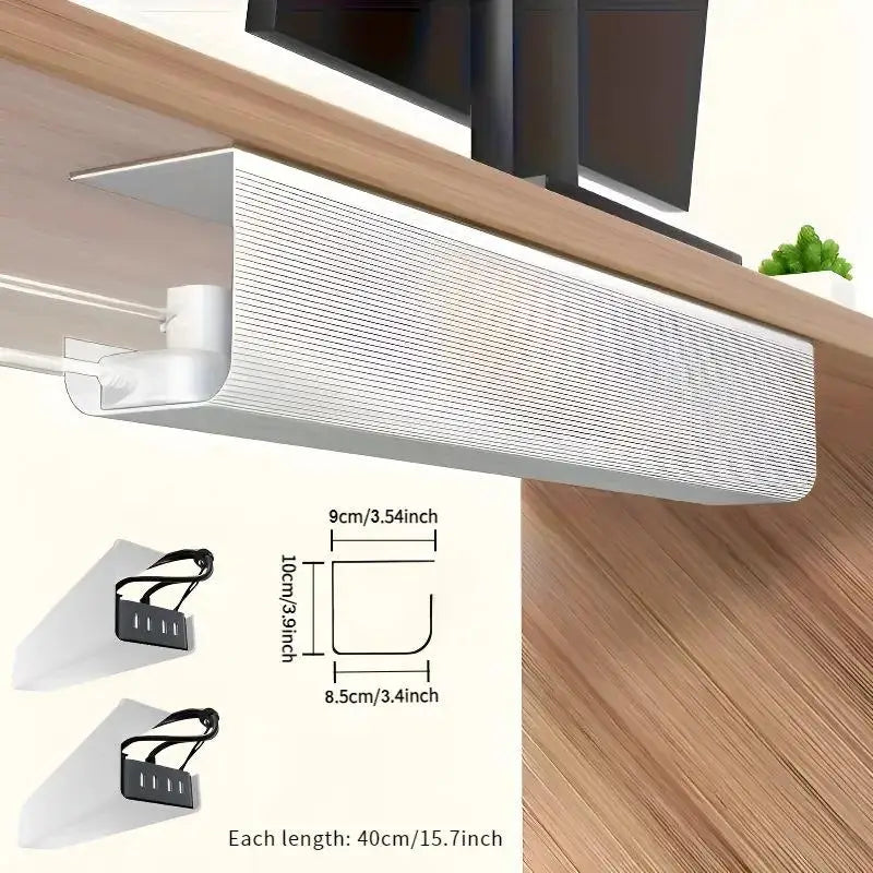 Nuevo Organizador de Cables de PVC para Debajo de la Mesa, 40 cm/15.75 Pulgadas, Sin Perforaciones, Organizador de Cables para Oficina, Fácil Instalación, Montaje en Pared