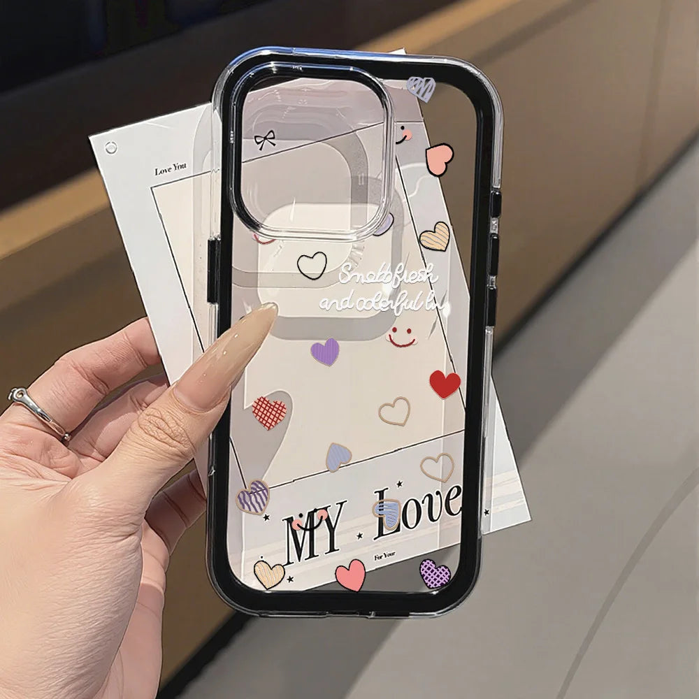 Funda de teléfono Love Heart para iPhone 17 funda iPhone 13 16 15 11 12 14 Pro Max 17 Air silicona 2 en 1 funda transparente suave a prueba de golpes