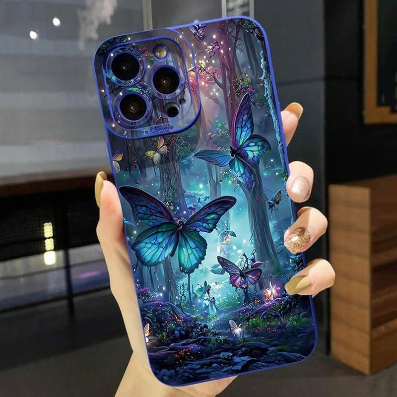 Funda para iPhone 16 The Dark Butterfly Pattern Funda de teléfono para iPhone 17 Air 15 14 13 12 11 Pro Max X XR XS 7 8 Plus SE2 16E