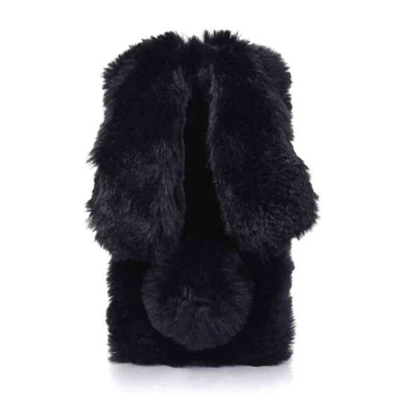 Funda de teléfono de piel de conejo de peluche 3D para iPhone 17 16 15 14 13 12 11 Pro Max funda de silicona suave