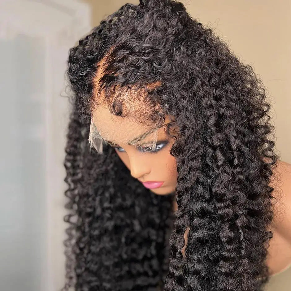 Peluca rizada rizada con bordes 4C, pelucas de encaje de pelo de bebé rizado, cabello humano 13x6 HD, peluca Frontal de encaje 4C Afro rizado, pelucas de cabello humano con frente de encaje