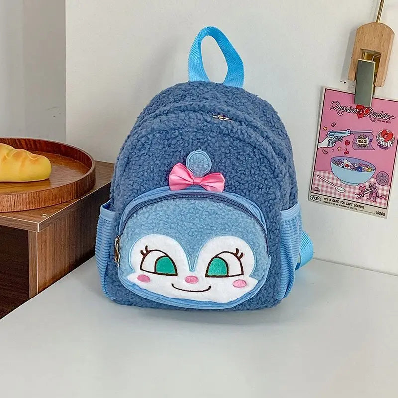 Mochila de gran capacidad de felpa Anpanman Baikinman de 24Cm, mochila de viaje para estudiantes con cremallera de metal y modelo de dibujos animados, correa ajustable para el hombro