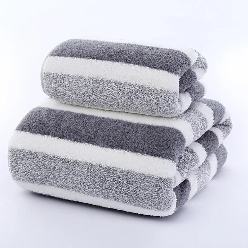 Juego de toallas a rayas de secado rápido para experiencia de baño suave y absorbente Toalla de baño o toalla de mano