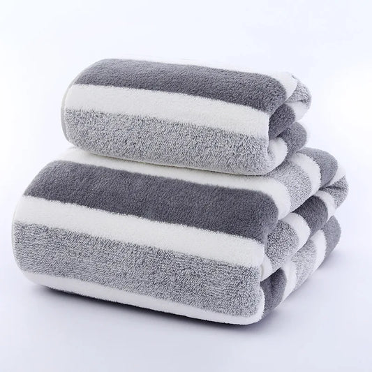 Juego de toallas a rayas de secado rápido para experiencia de baño suave y absorbente Toalla de baño o toalla de mano