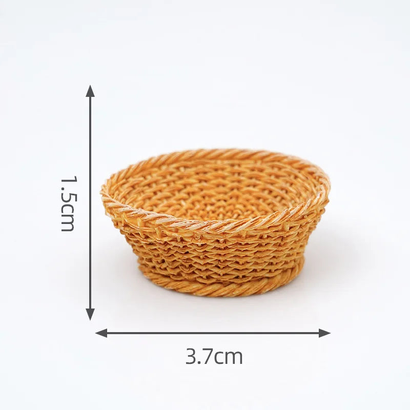 Cesta de Mimbre en Miniatura para Casa de Muñecas 1/12, Modelo de Cesta de Pan y Frutas, Accesorios para Escena de Cocina, Regalo para Niños
