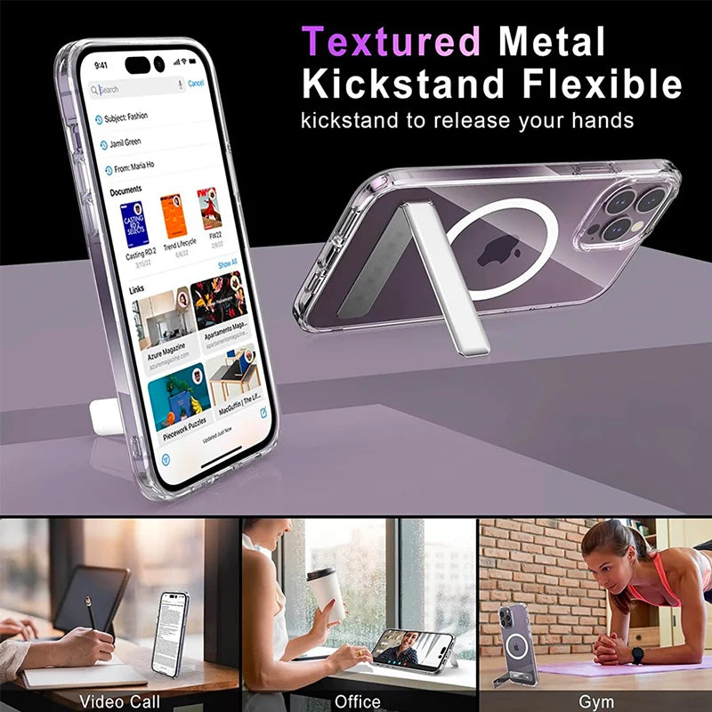 Funda de teléfono con soporte magnético para iPhone 17 16 15 14 Pro Max Plus 12 13 Mini 11 fundas móviles con soporte contraportada a prueba de golpes