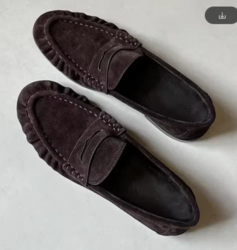 Mocasines para Dama Nuevo Modelo 2026 de Zapatos de Cuero para Mujer - Adecuados para Damas Sandalias de Mujer con Volantes Hechas a Mano Estilo Vintage