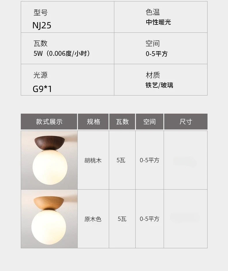 Lámparas para sala de estar, luz Led de techo para puerta de entrada japonesa, pasillo de aire, balcón nórdico, bola redonda