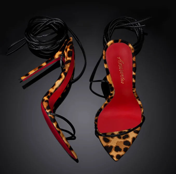 Nuevas sandalias sexis de tacón súper alto con correa puntiaguda de 12cm, sandalias versátiles de tacón delgado de talla 33-46 para mujer