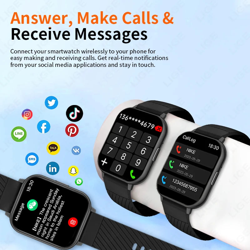 LIGE, nuevos relojes inteligentes con llamadas Bluetooth, reloj de pulsera para mujer, relojes deportivos para Fitness, reloj inteligente resistente al agua IP67 para iPhone, Android, iOS