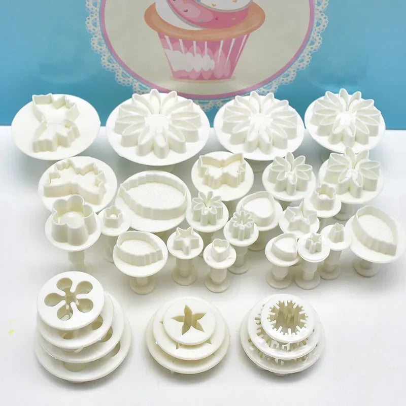 33 unids/set cortadores de émbolo cortador de Fondant pastel galleta molde DIY herramientas de decoración 3D suministros para hornear molde de galletas